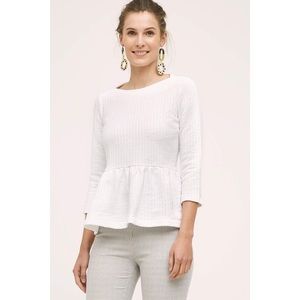 Anthropologie Amadi white peplum top